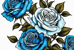 bouque of blue roses tattoo idea