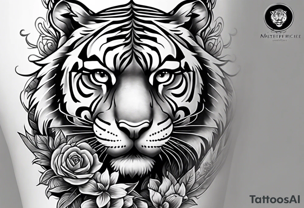 Full right arm sleeve a tiger at the top with a crown and third eye underneath a large hour glass with a brain and heart inside of it tattoo idea