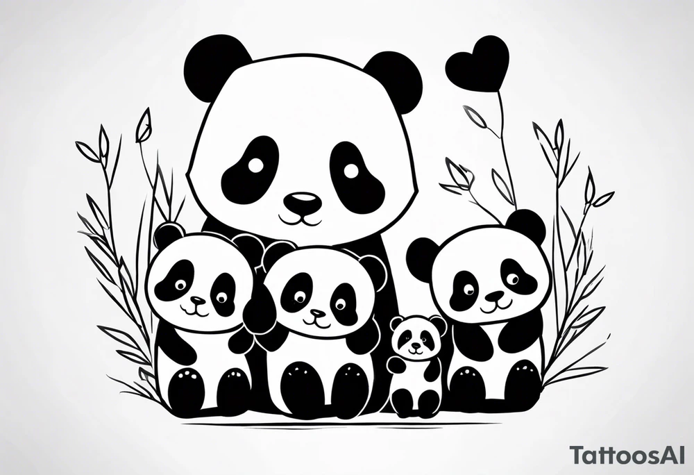cute panda family tattoo idea