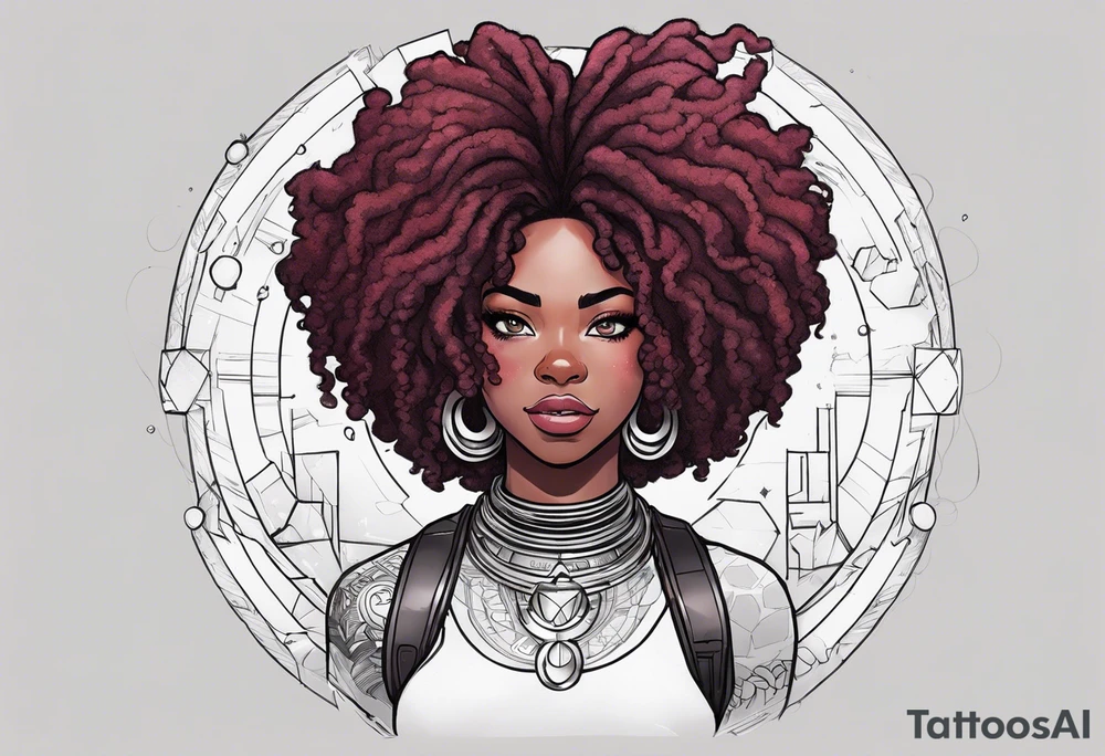 Steven universe’s Garnet styled with locs with be an experience and has space elements and make it Afro-futurist tattoo idea