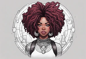 Steven universe’s Garnet styled with locs with be an experience and has space elements and make it Afro-futurist tattoo idea