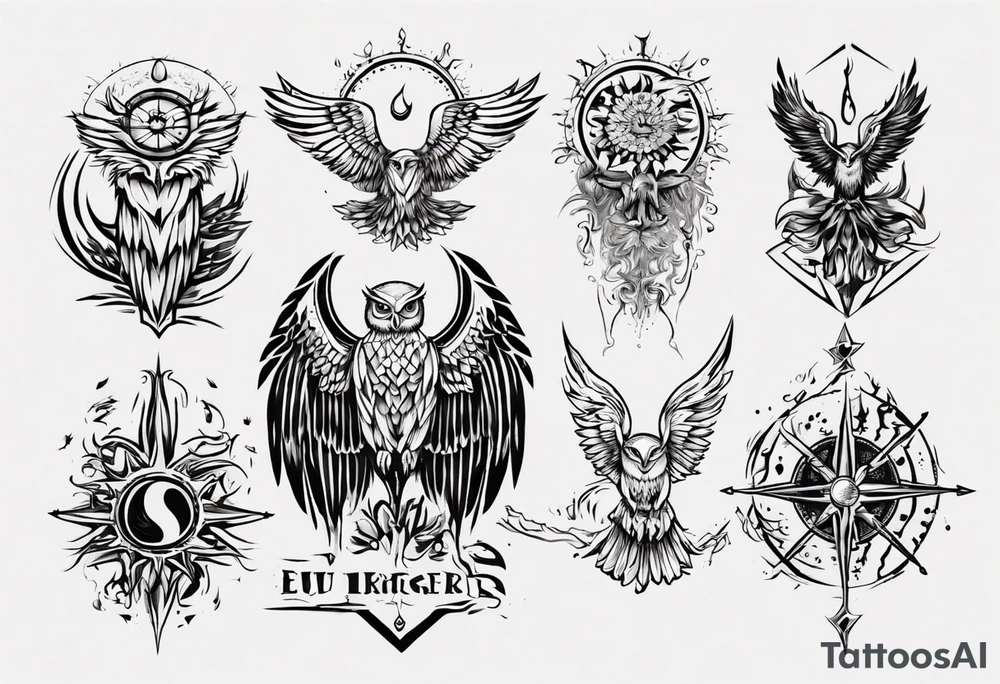 symbol eines Kriegers Wasser Eule Sonne 
Sapere Aude tattoo idea