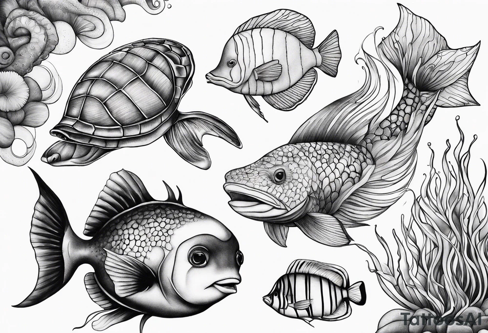 Sea creatures tattoo idea
