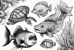 Sea creatures tattoo idea