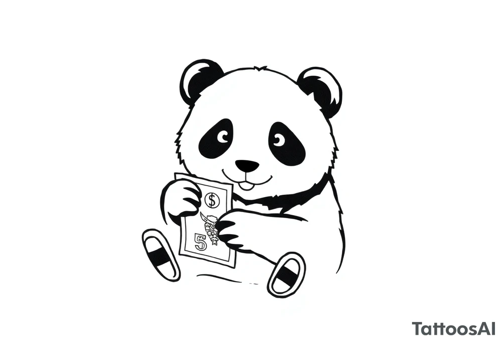panda counting money tattoo idea
