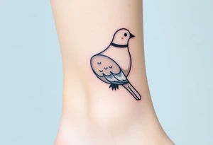 A detailed profile of a collared dove, with shades of light gray and white, its feathers highlighted with hints of silver for a subtle, elegant look tattoo idea