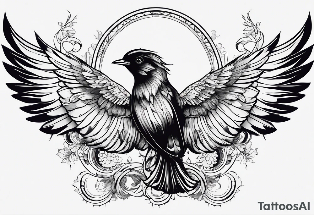 birds with wings flaired on my ribs tattoo idea