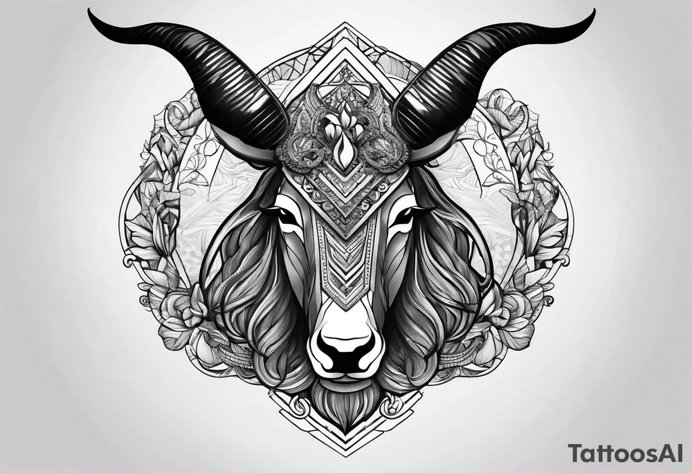capricorn with beard and sunglasses tattoo idea