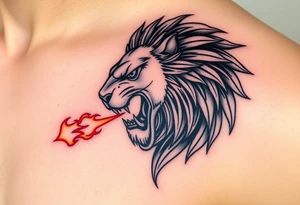 Robotic fire breathing lion tattoo idea