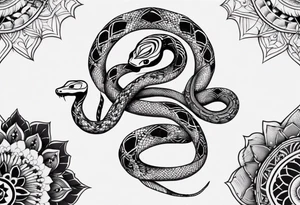 simple Snake with mandala pattern as skin tattoo idea