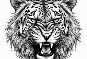 big cat growling, no mane tattoo idea