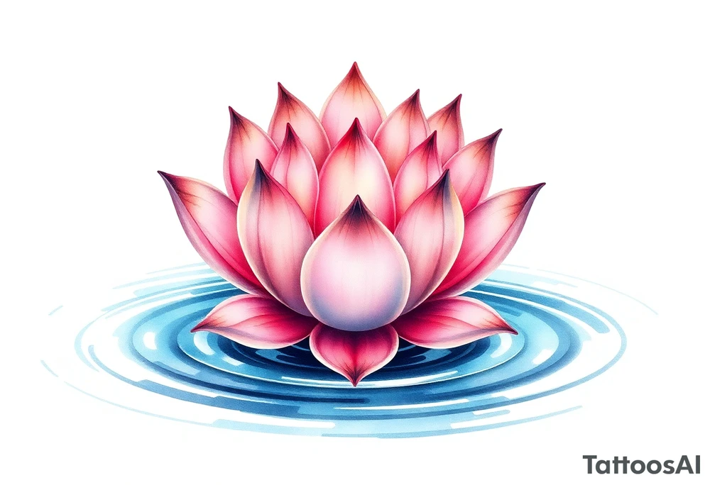 serene lotus flower emerging from sacred waters with ripples tattoo idea