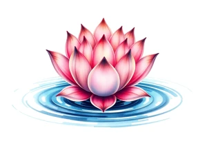 serene lotus flower emerging from sacred waters with ripples tattoo idea