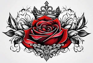 the red rose queen's crown with a heart tattoo idea