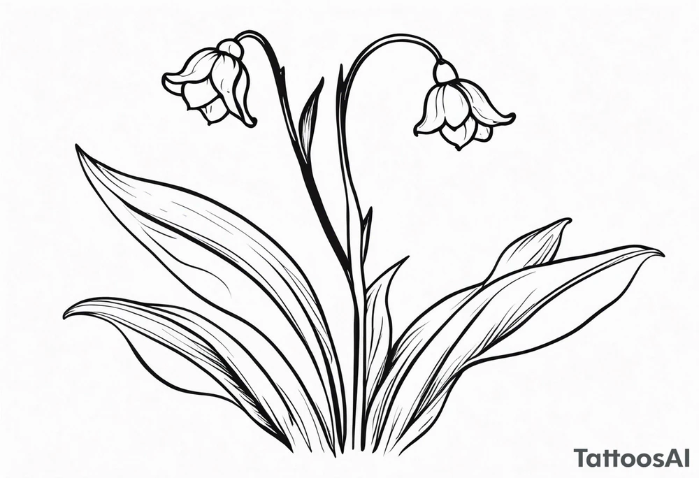 Lily of the valley stem with a fairy resting on one of the bulbs tattoo idea