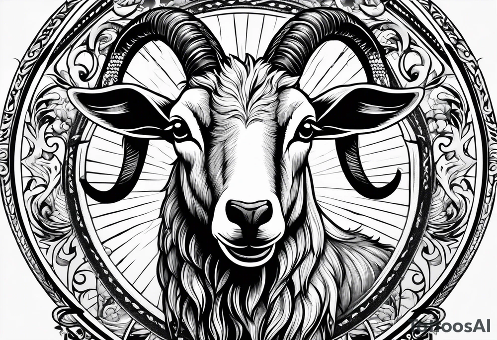 Image of goat combined with commandment. tattoo idea