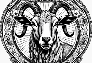 Image of goat combined with commandment. tattoo idea