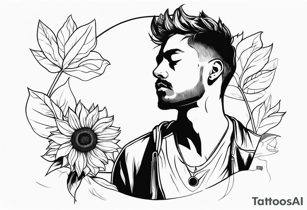man with sunflower tattoo idea