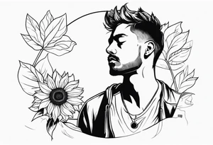 man with sunflower tattoo idea