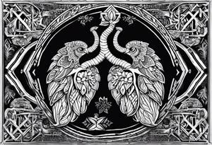 simple shape, dimond shape, split in two distinct parts that are symmetrical, resembling lungs or breathing tattoo idea
