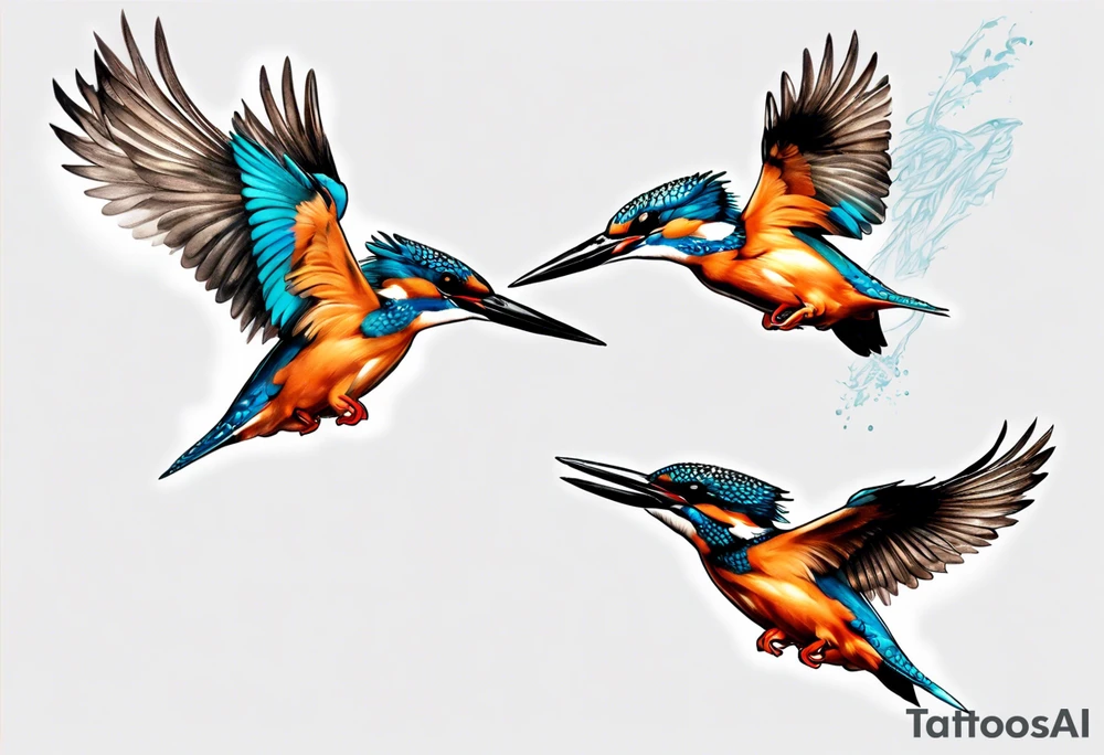 kingfisher taking flight tattoo idea