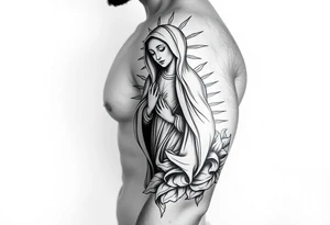 Religious Chicano Virgin Mary tattoo idea