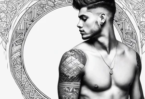 tattoo of a young man carrying the earth at arm's length tattoo idea