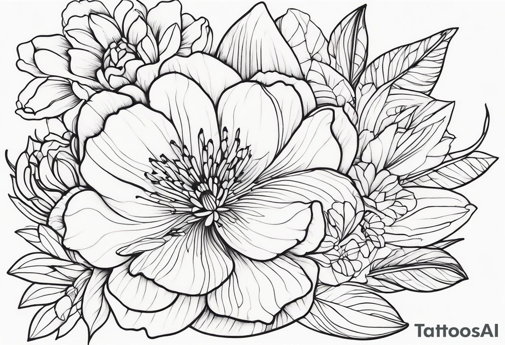 mexican fine line floral tattoo idea