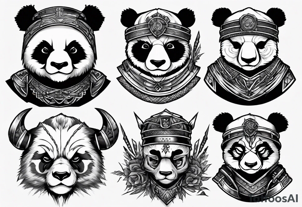 Scottish warrior panda tattoo idea