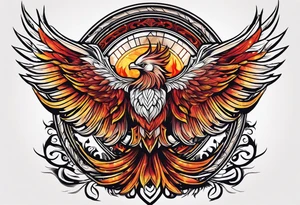 Roman looking Phoenix rising out of fire. Rebirth. tattoo idea