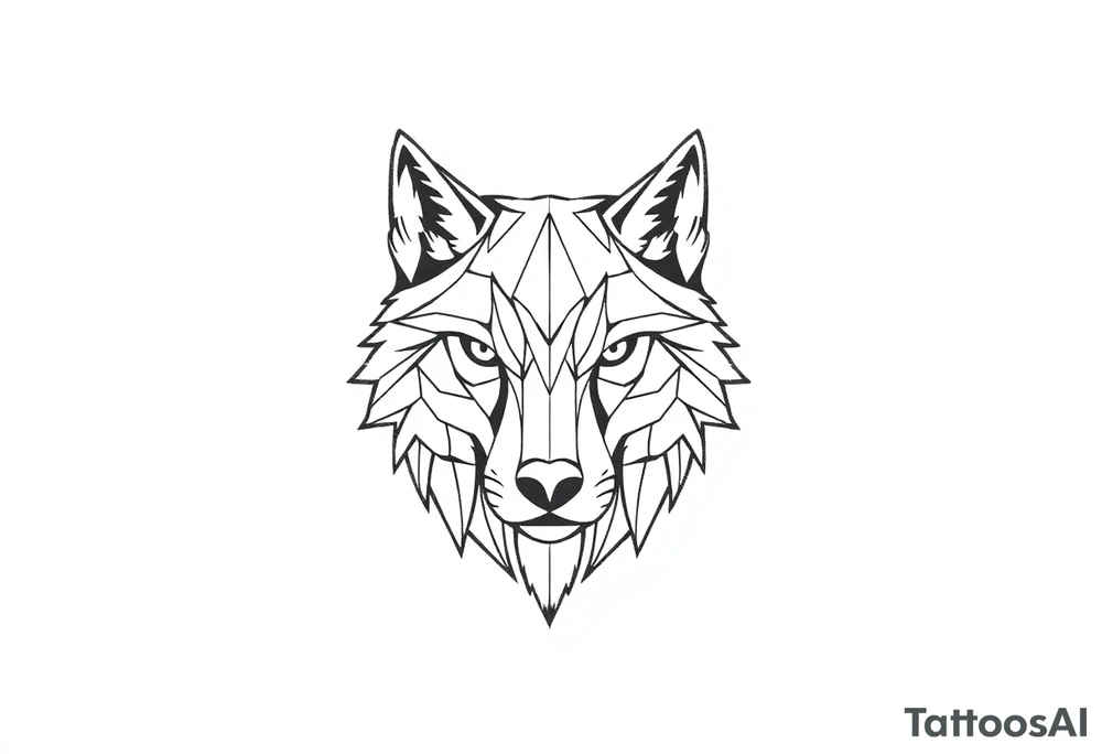 Geometric friendly  wolfface tattoo idea