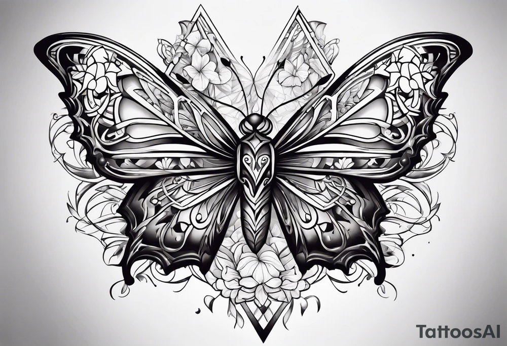 Cross with butterflies tattoo idea