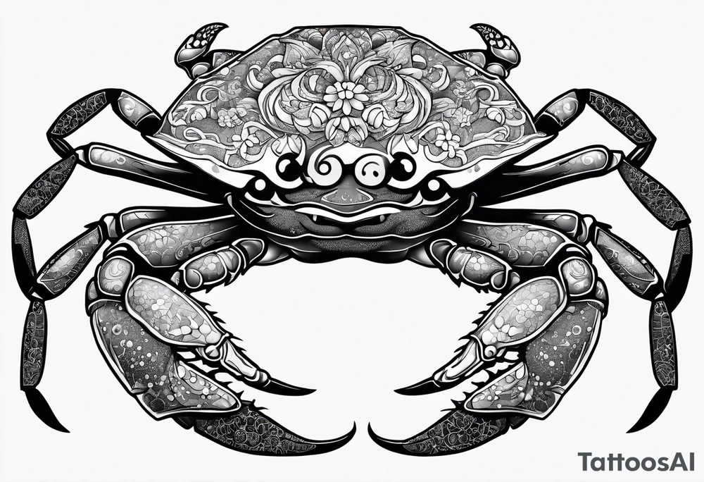 Crab con numero 69 nelle chele tattoo idea