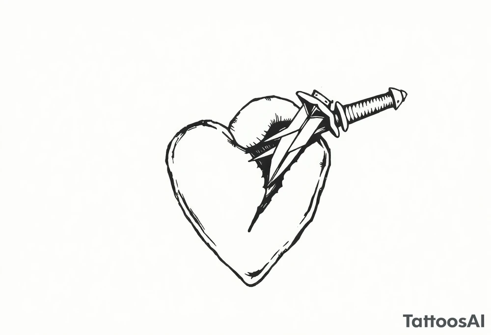 Dagger piercing heart tattoo idea