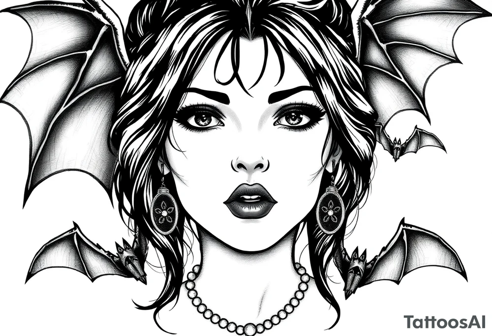 female vampire,bats,full moon, tattoo idea