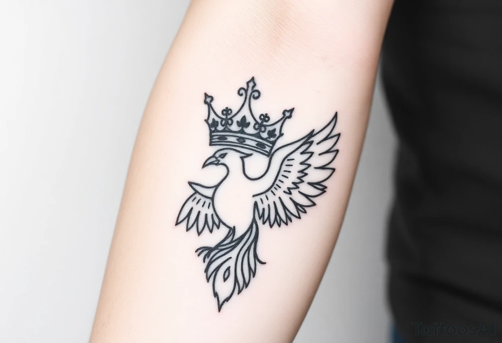 Crown and a phoenix tattoo idea