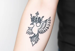Crown and a phoenix tattoo idea