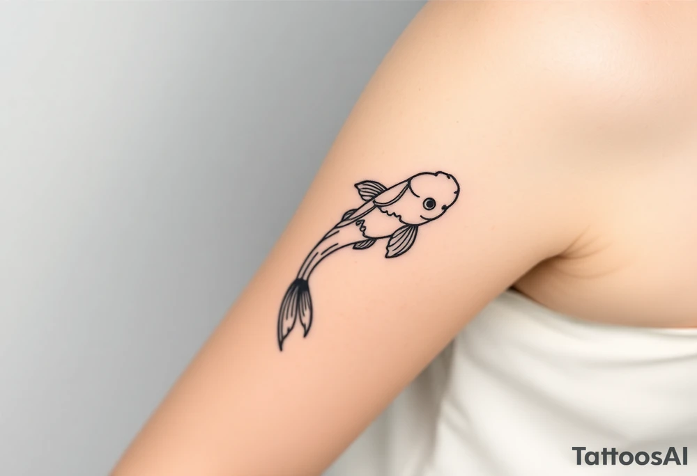 traditional koi fish swimming upstream through turbulent waves tattoo idea