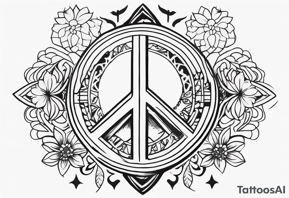 feminine tattoo that is height x width that shows the divine feminine journey through symbols of peace, love and joy Detroit style gangster tattoo idea