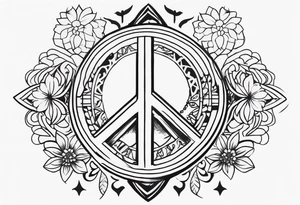 feminine tattoo that is height x width that shows the divine feminine journey through symbols of peace, love and joy Detroit style gangster tattoo idea