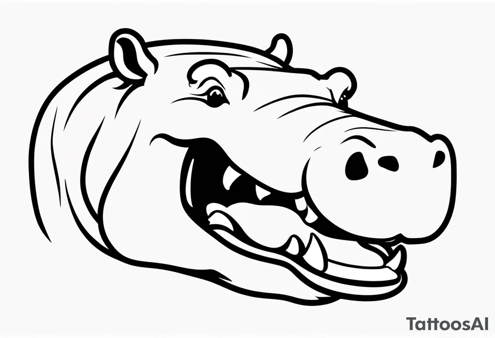 Hippopotamus face laughing tattoo idea