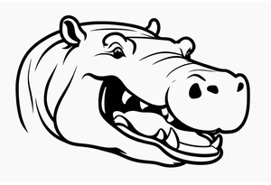 Hippopotamus face laughing tattoo idea