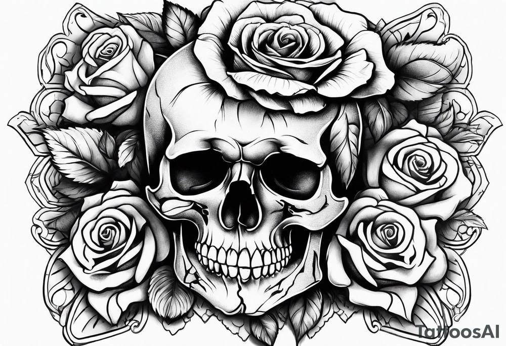 Skull with rose tattoo idea