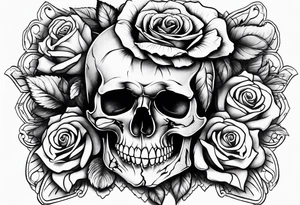 Skull with rose tattoo idea