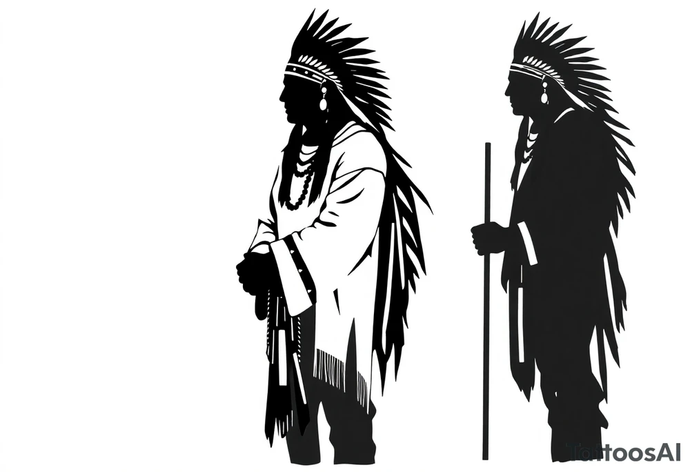 Silhouette of group of Native Americans tattoo idea