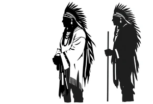 Silhouette of group of Native Americans tattoo idea