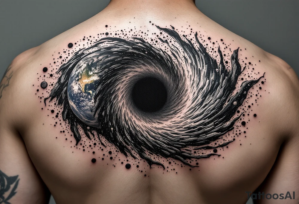 2 different worlds on both sides of a black hole tattoo idea