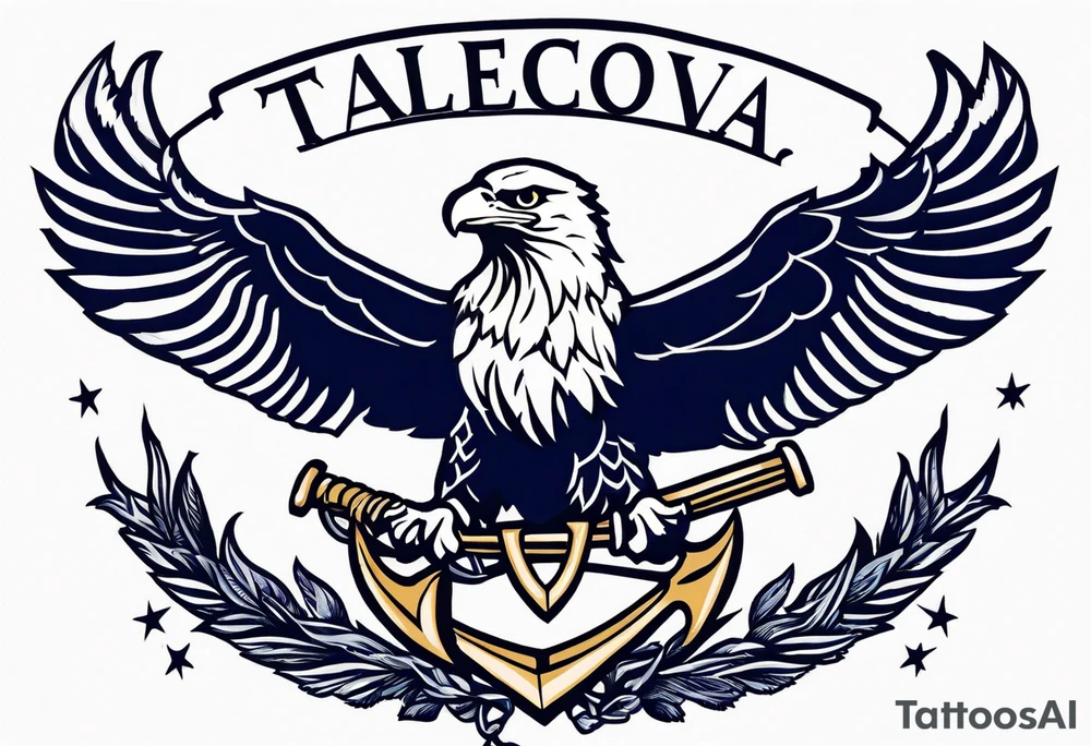 American eagle flying holding navy anchor in talons tattoo idea