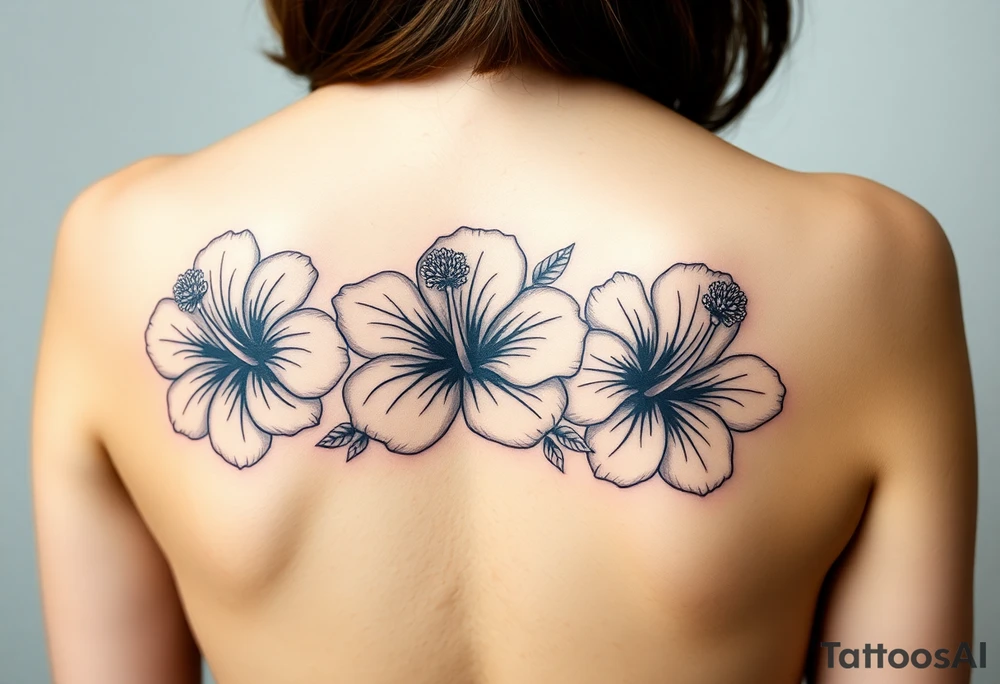 3 hibiscus flowers in a cluster with flower decor tattoo idea