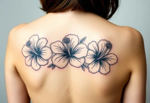 3 hibiscus flowers in a cluster with flower decor tattoo idea